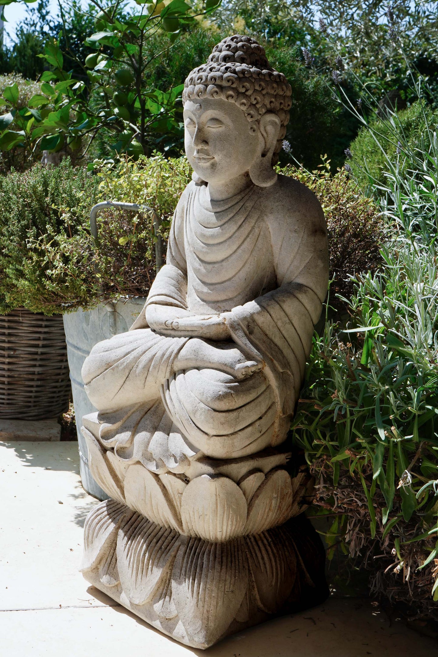 Statua Buddha ANTICO seduto in Pietra Naturale H 76 cm Rif. C031