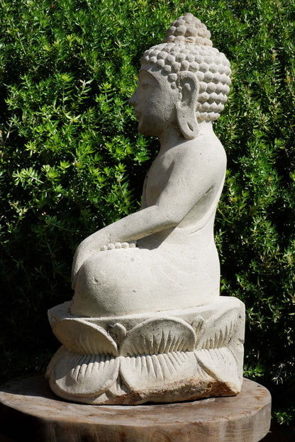 Statua Buddha seduto in Pietra Naturale H 45 cm Rif. C035