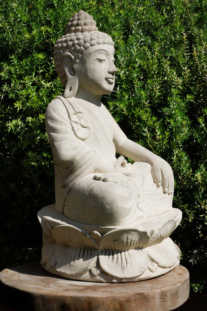 Statua Buddha seduto in Pietra Naturale H 45 cm Rif. C035