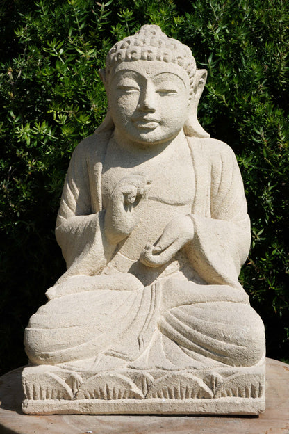 Statua Buddha Antico in Pietra Arenaria 36 cm – Scultura Balinese Originale Rif. C036