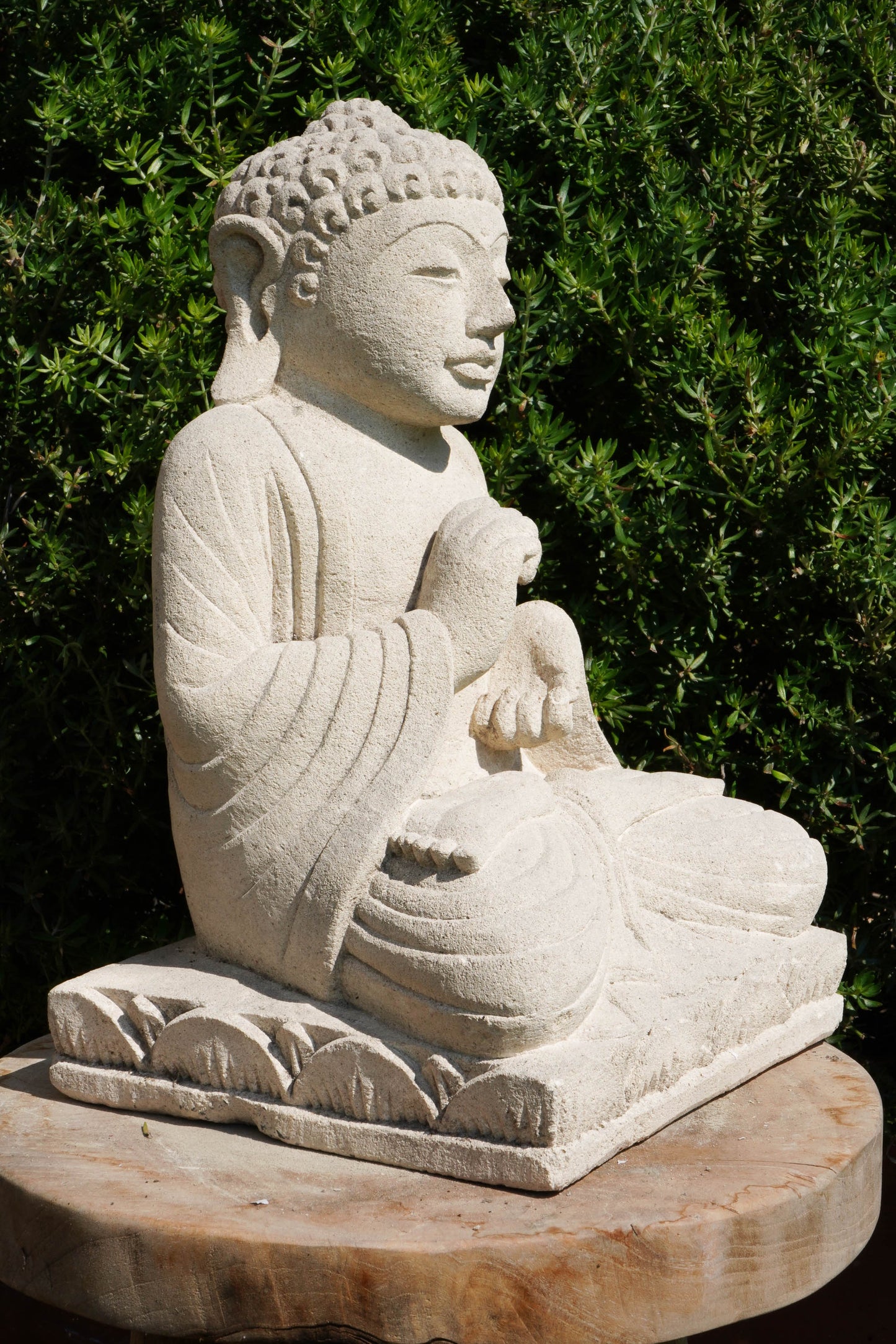 Statua Buddha Antico in Pietra Arenaria 36 cm – Scultura Balinese Originale Rif. C036