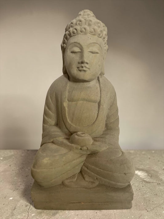 Statua Buddha in Pietra Naturale con giara H 27 cm Rif. C037