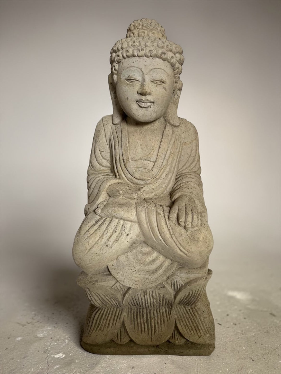 Statua Buddha seduto in Pietra Naturale H 46 cm Rif. C047