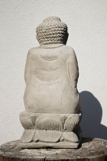 Statua Buddha Antico in Pietra Arenaria 42 cm – Scultura Balinese Originale Rif. C048