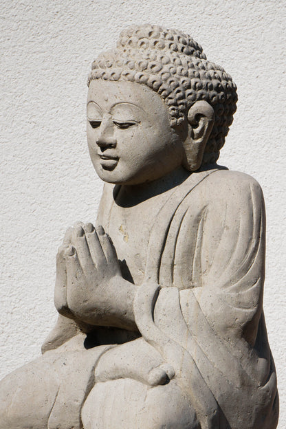 Statua Buddha Antico in Pietra Arenaria 42 cm – Scultura Balinese Originale Rif. C048