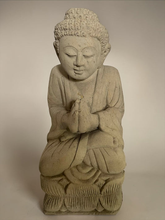 Statua Buddha Antico in Pietra Arenaria 42 cm – Scultura Balinese Originale Rif. C048