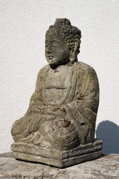 Statua Buddha seduto in Pietra Naturale H 28 cm Rif. C051