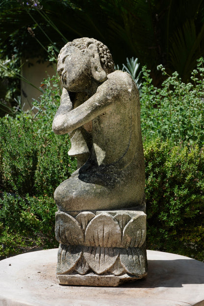 Buddha Inginocchiato in Pietra 30 cm | Scultura Balinese Originale Rif. C052 B