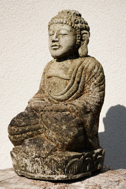 Statua Buddha seduto in Pietra Naturale H 34 cm Rif. C054