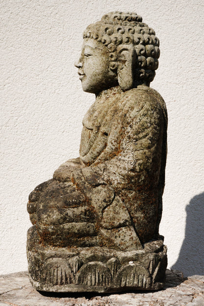 Statua Buddha seduto in Pietra Naturale H 34 cm Rif. C054