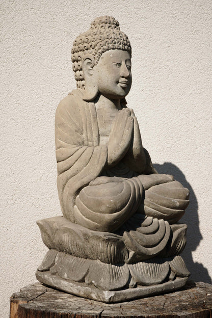 Statua Buddha Antico in Pietra Arenaria 52 cm – Scultura Balinese Originale Rif. C056