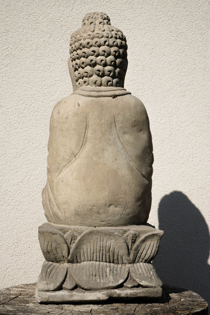 Statua Buddha Antico in Pietra Arenaria 52 cm – Scultura Balinese Originale Rif. C056