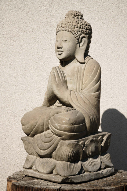 Statua Buddha Antico in Pietra Arenaria 52 cm – Scultura Balinese Originale Rif. C056
