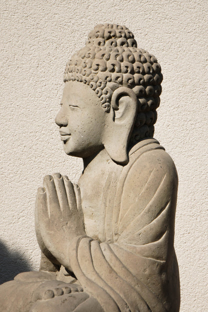 Statua Buddha Antico in Pietra Arenaria 52 cm – Scultura Balinese Originale Rif. C056