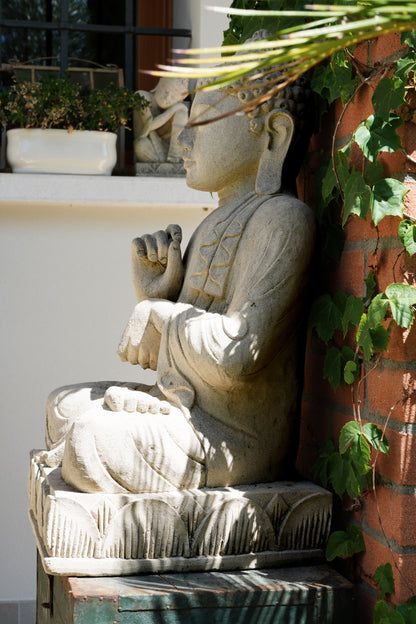 Statua Buddha Antico in Pietra Arenaria 70 cm – Scultura Balinese Originale Rif. C057
