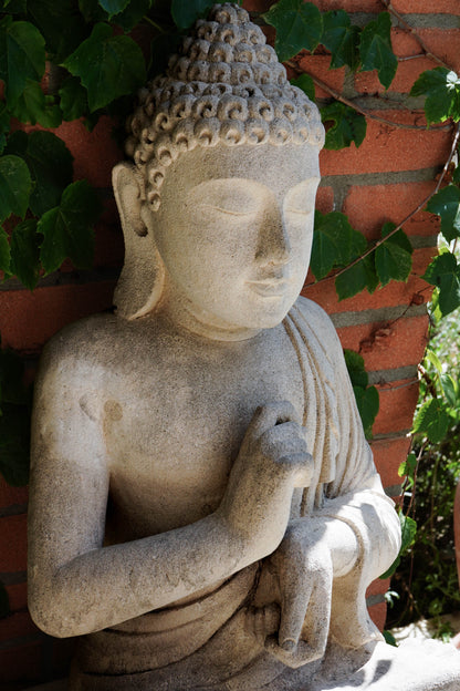 Statua Buddha Antico in Pietra Arenaria 70 cm – Scultura Balinese Originale Rif. C057