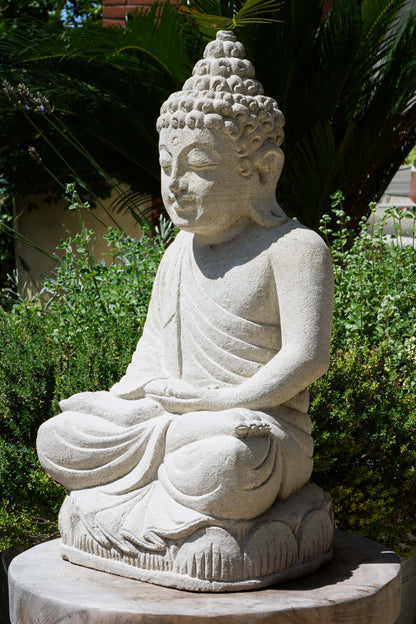 Statua Buddha seduto in Pietra Naturale H 45 cm Rif. C058