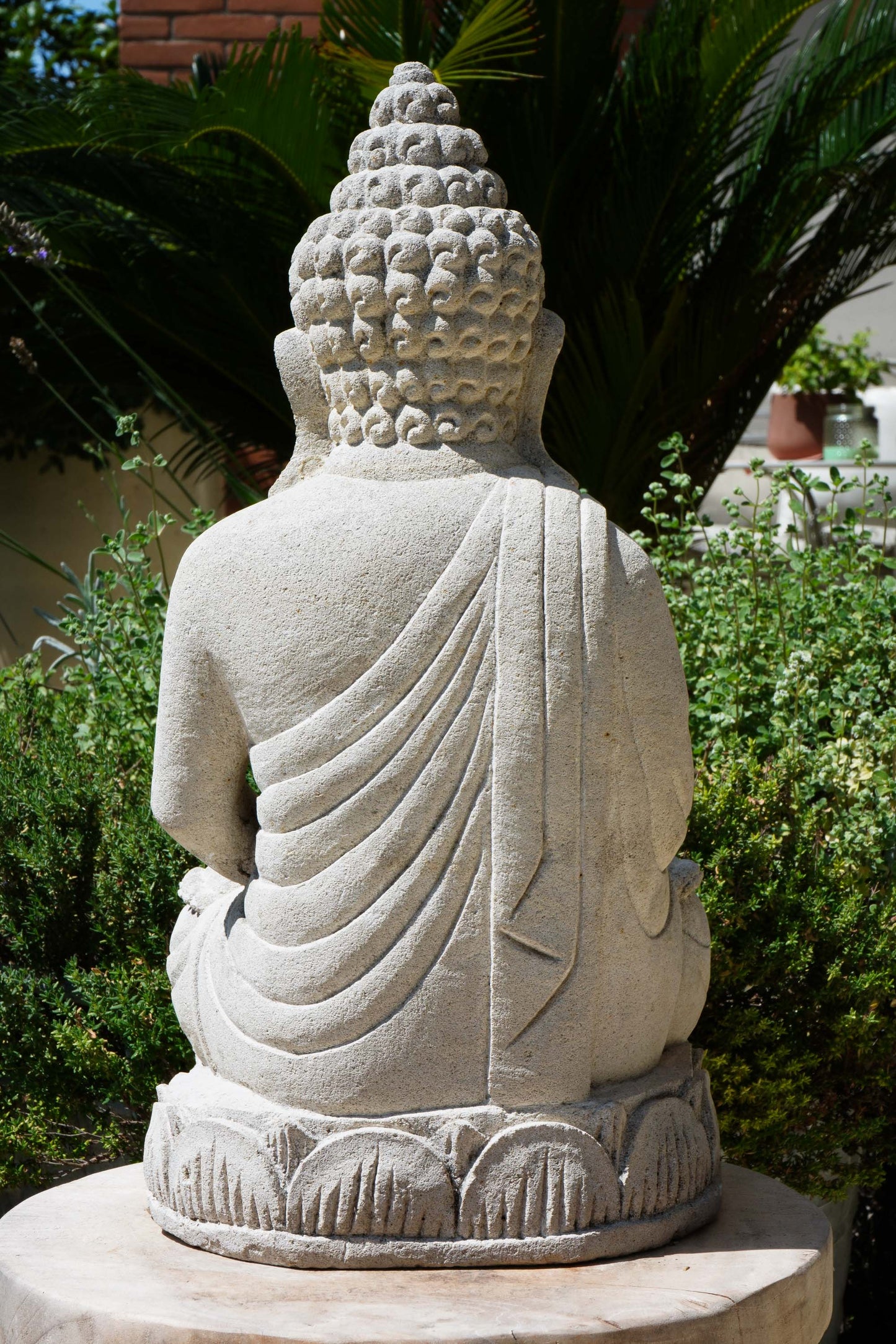 Statua Buddha seduto in Pietra Naturale H 45 cm Rif. C058