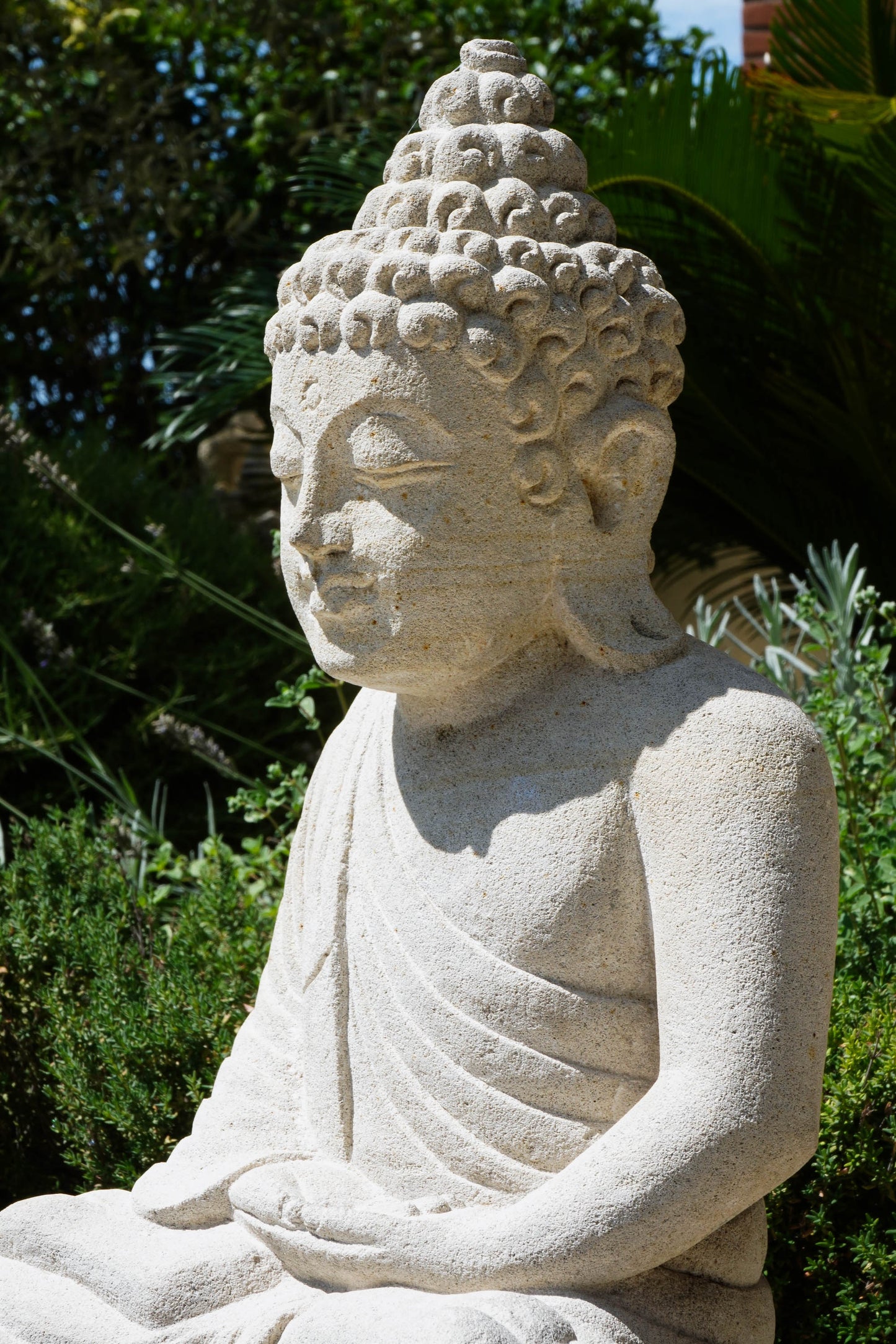 Statua Buddha seduto in Pietra Naturale H 45 cm Rif. C058