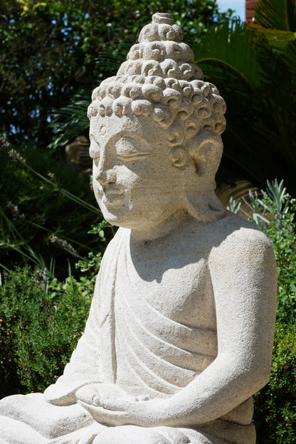 Statua Buddha seduto in Pietra Naturale H 45 cm Rif. C058