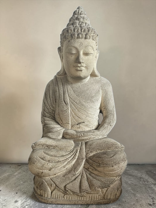 Statua Buddha seduto in Pietra Naturale H 45 cm Rif. C058