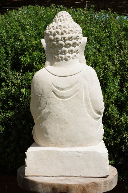 Statua Buddha seduto in Pietra Naturale H 50 cm Rif. C034