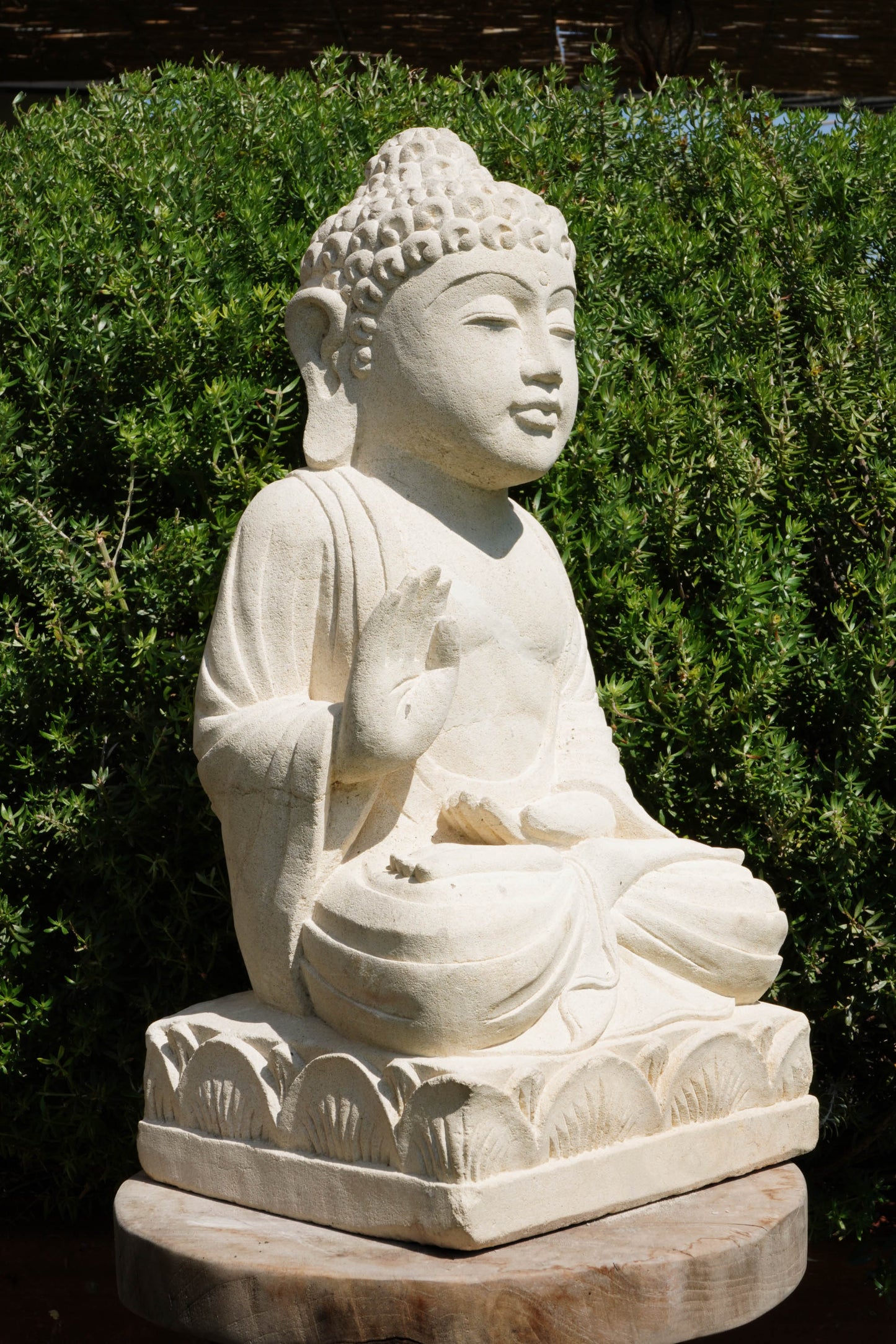 Statua Buddha seduto in Pietra Naturale H 50 cm Rif. C034