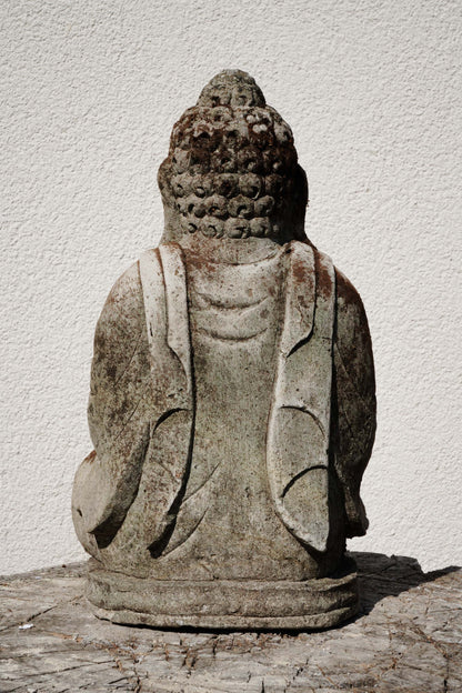 Statua Buddha Antico in Pietra Arenaria 28 cm – Scultura Balinese Originale Rif. C071