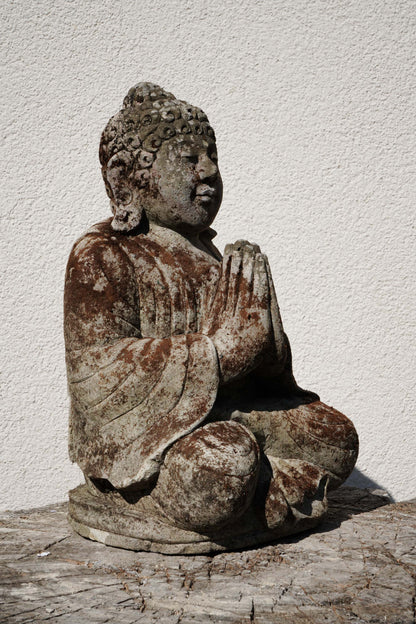 Statua Buddha Antico in Pietra Arenaria 28 cm – Scultura Balinese Originale Rif. C071
