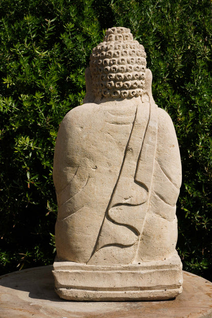 Statua Buddha in Pietra Naturale con giara H 34 cm Rif. C074