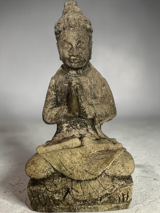 Statua Buddha Antico in Pietra Arenaria 45 cm – Scultura Balinese Originale Rif. C019