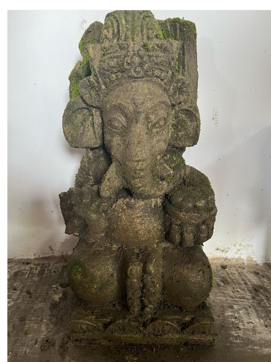 statua di GANESHA in pietra antico induismo balinese H 42 cm rif. C032