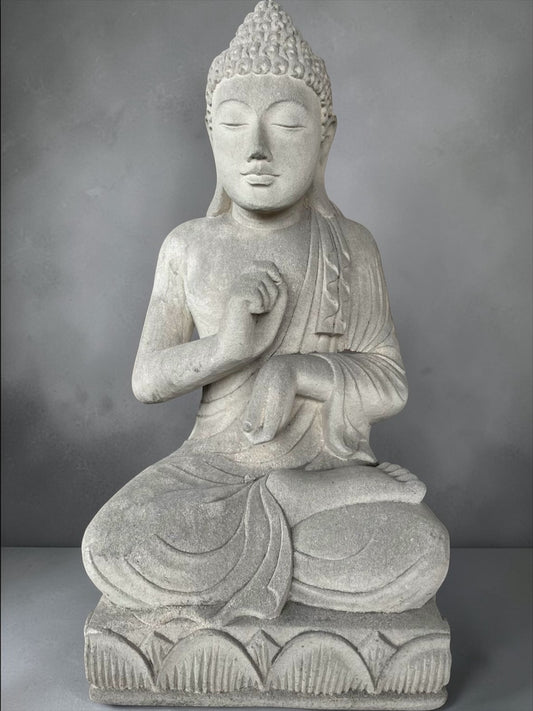 Statua Buddha Antico in Pietra Arenaria 70 cm – Scultura Balinese Originale Rif. C057