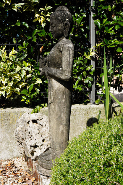 Statua Buddha Antico in Pietra nera h 105 cm – Scultura Balinese Originale Rif. D027