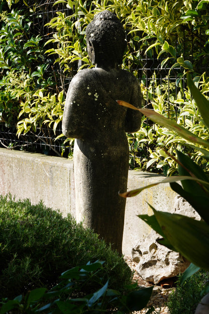 Statua Buddha Antico in Pietra nera h 105 cm – Scultura Balinese Originale Rif. D027