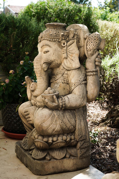 statua di GANESHA in pietra induismo balinese H 70 cm rif. D033