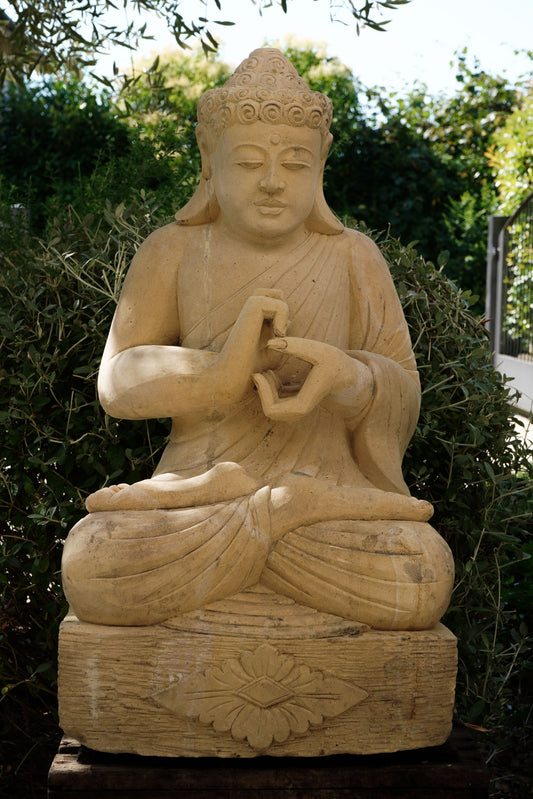 Statua Buddha Antico in Pietra Arenaria 67 cm – Scultura Balinese Originale Rif. D035