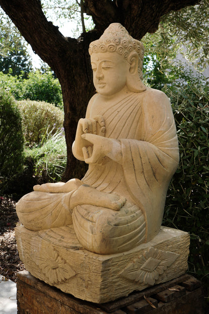 Statua Buddha Antico in Pietra Arenaria 67 cm – Scultura Balinese Originale Rif. D035