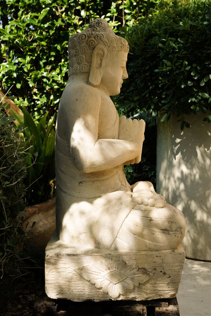 Statua Buddha Antico in Pietra Arenaria 67 cm – Scultura Balinese Originale Rif. D035