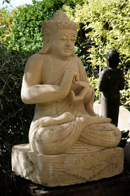 Statua Buddha Antico in Pietra Arenaria 67 cm – Scultura Balinese Originale Rif. D035