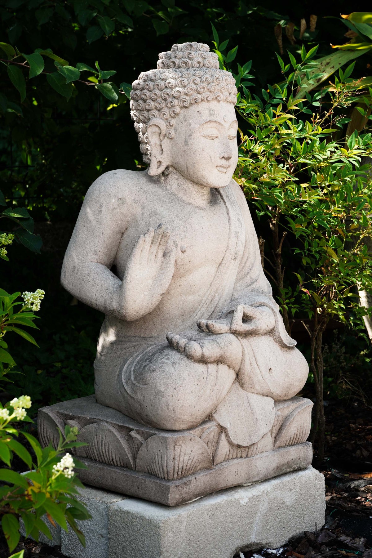 Statua Buddha Antico in Pietra rossa 68 cm – Scultura Balinese Originale Rif. D038