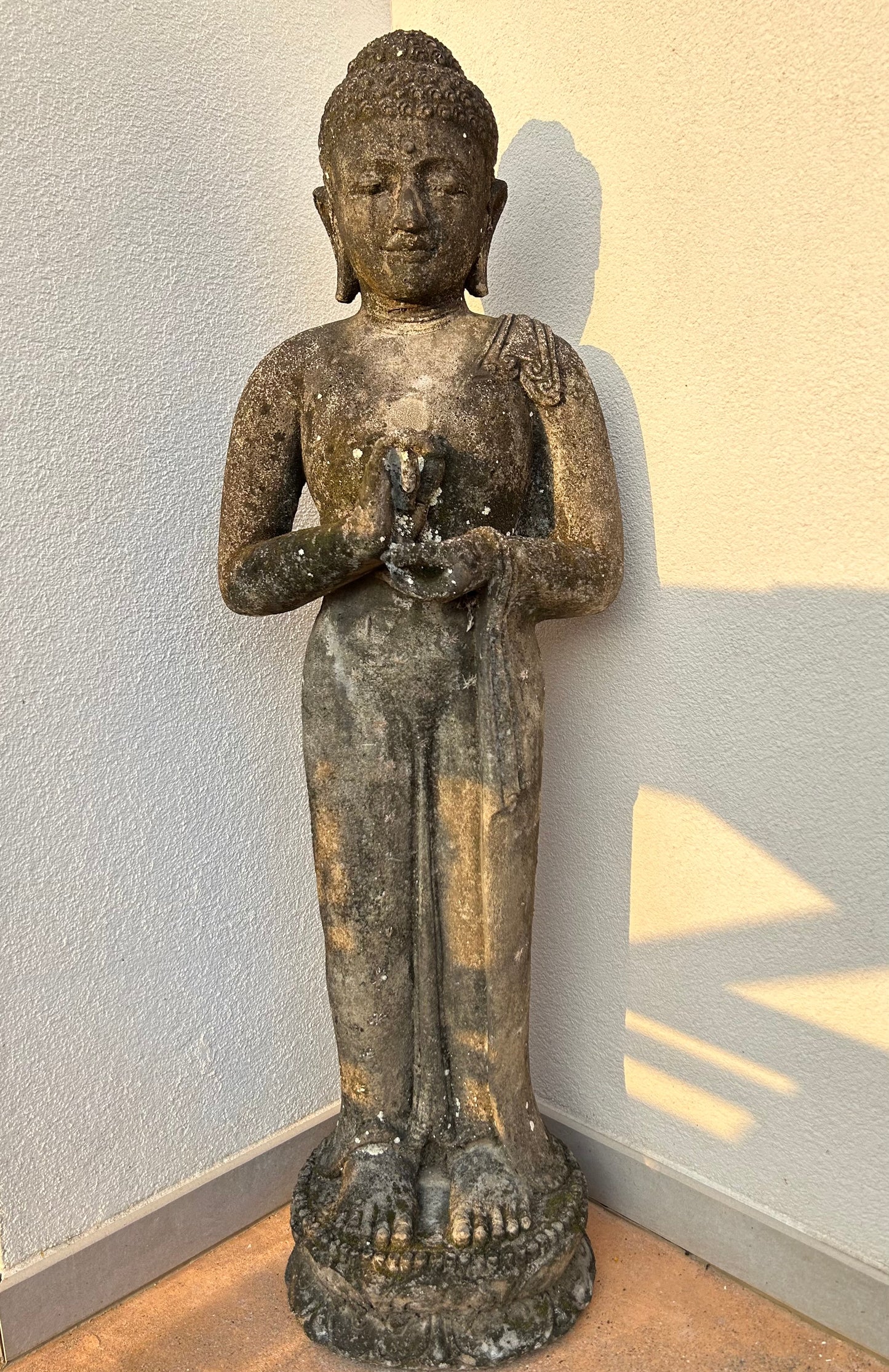 Statua Buddha Antico in Pietra nera h 105 cm – Scultura Balinese Originale Rif. D028