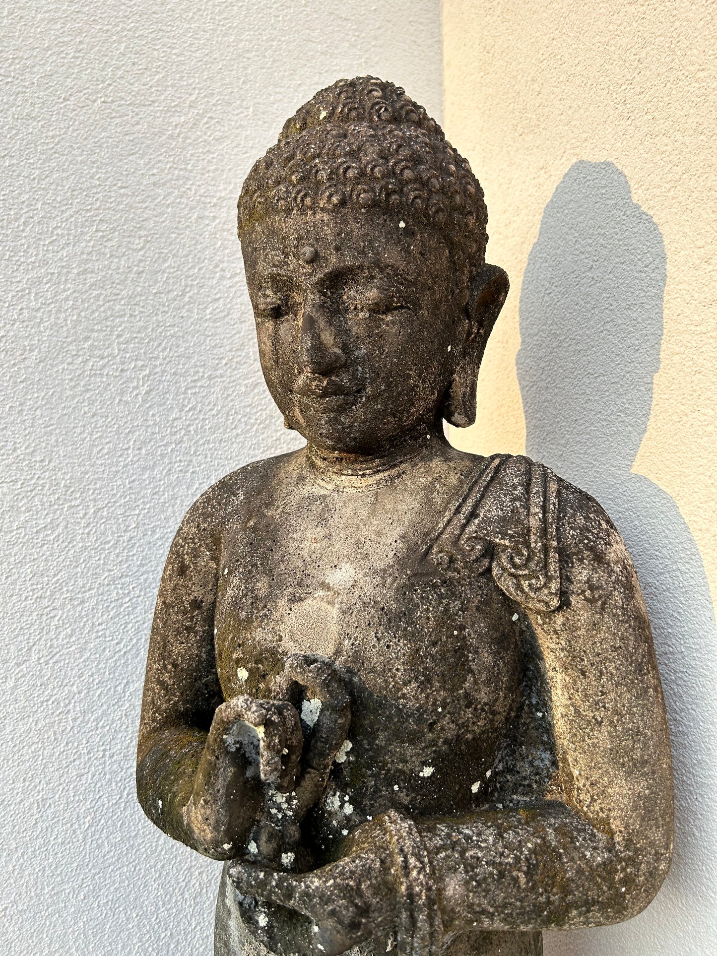 Statua Buddha Antico in Pietra nera h 105 cm – Scultura Balinese Originale Rif. D028