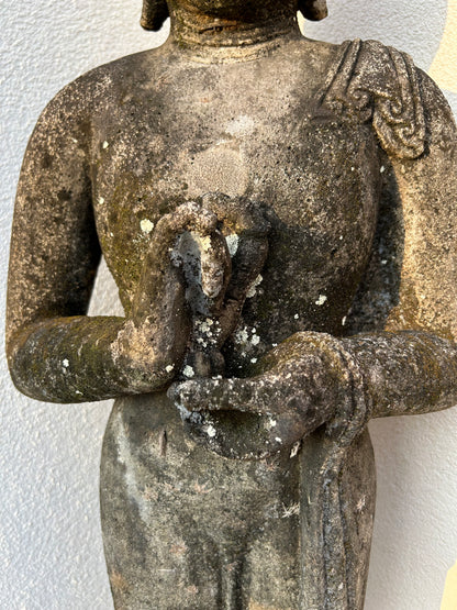 Statua Buddha Antico in Pietra nera h 105 cm – Scultura Balinese Originale Rif. D028