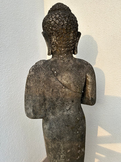 Statua Buddha Antico in Pietra nera h 105 cm – Scultura Balinese Originale Rif. D028