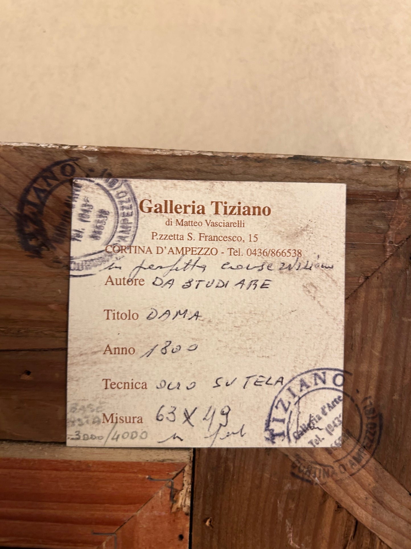 DAMA CON VENTAGLIO olio su tela 1800