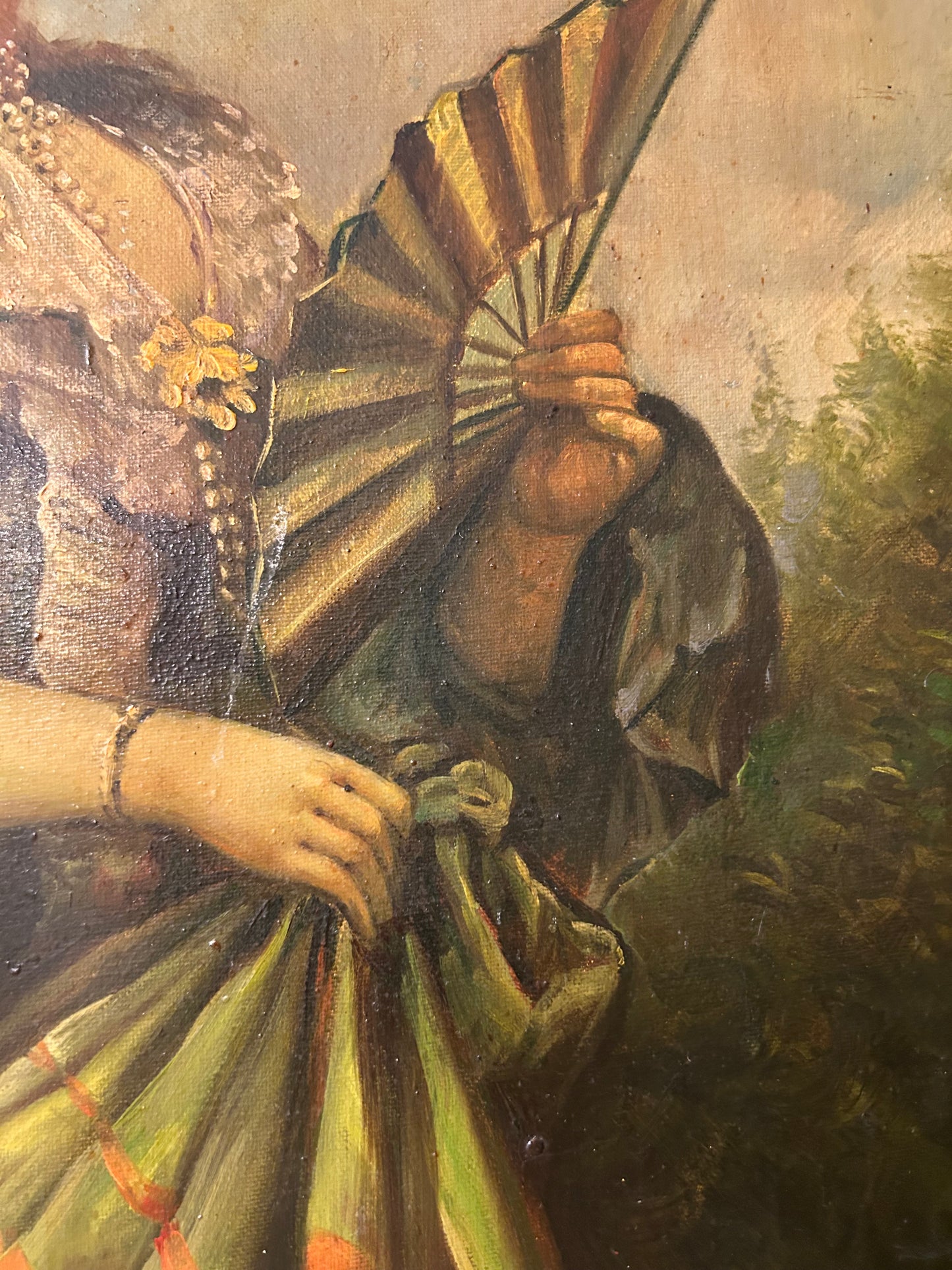 DAMA CON VENTAGLIO olio su tela 1800
