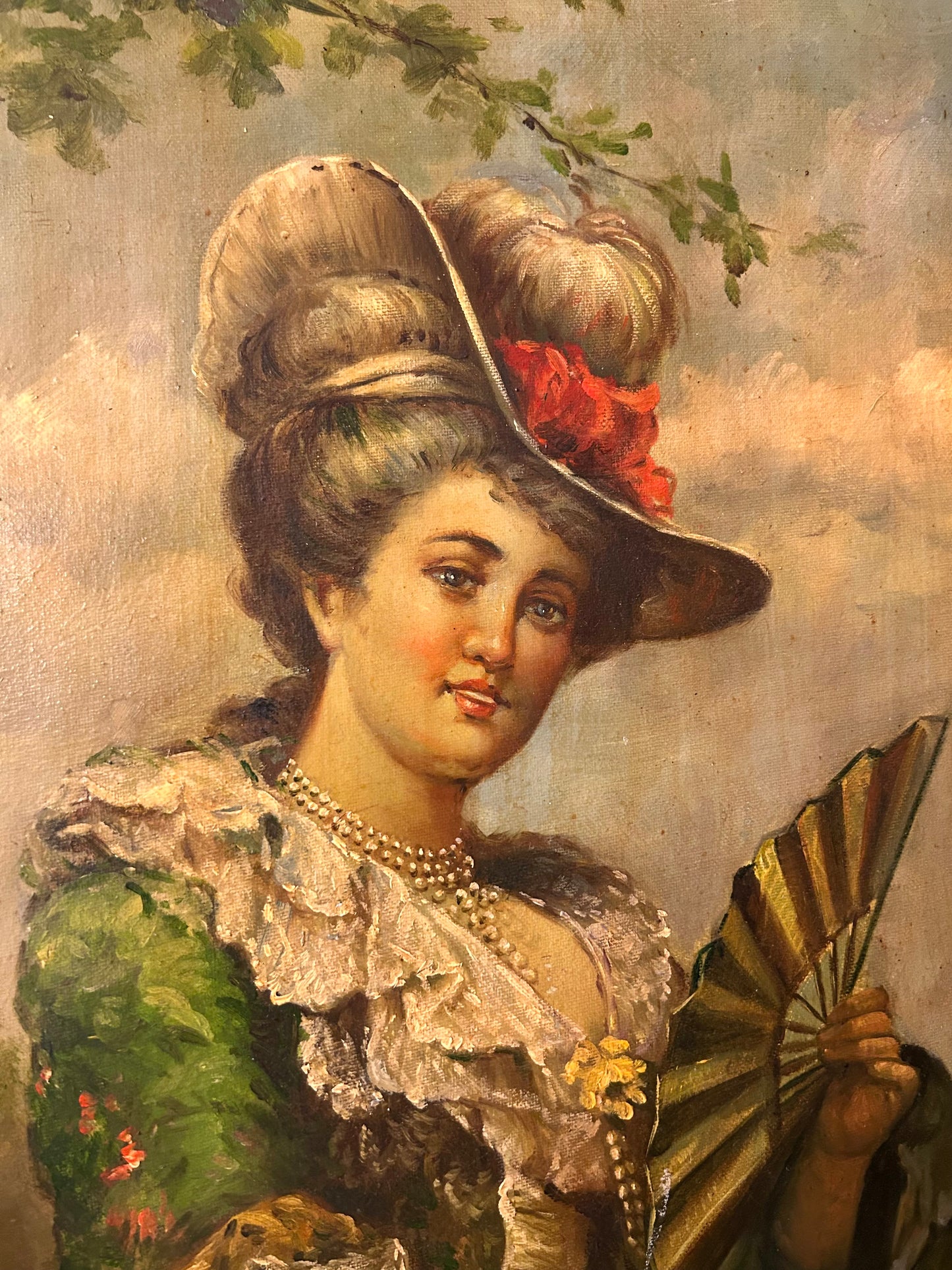 DAMA CON VENTAGLIO olio su tela 1800