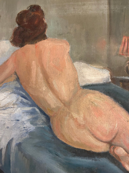 Nudo di donna sdraita. Olio su tela