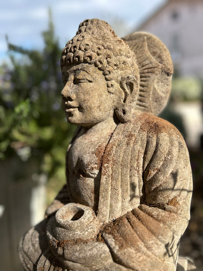 Statua Buddha in Pietra Naturale H56cm Rif.A04